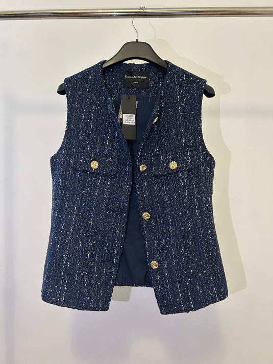 Navy Blue Tweed waistcoat