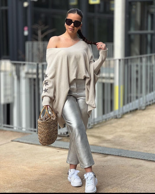 Silver metallic trousers