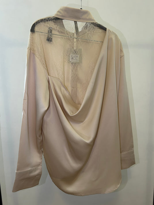 Elegant Silk & Lace Shirt