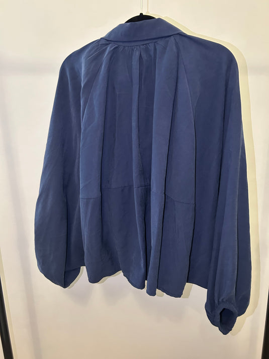 Silky Blue Bomber Jacket