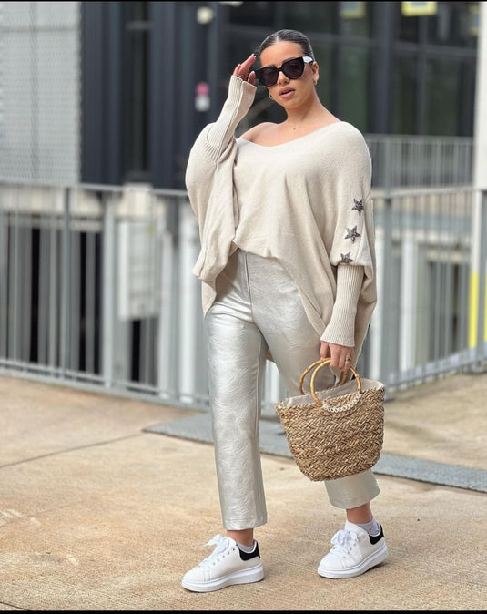 Silver metallic trousers