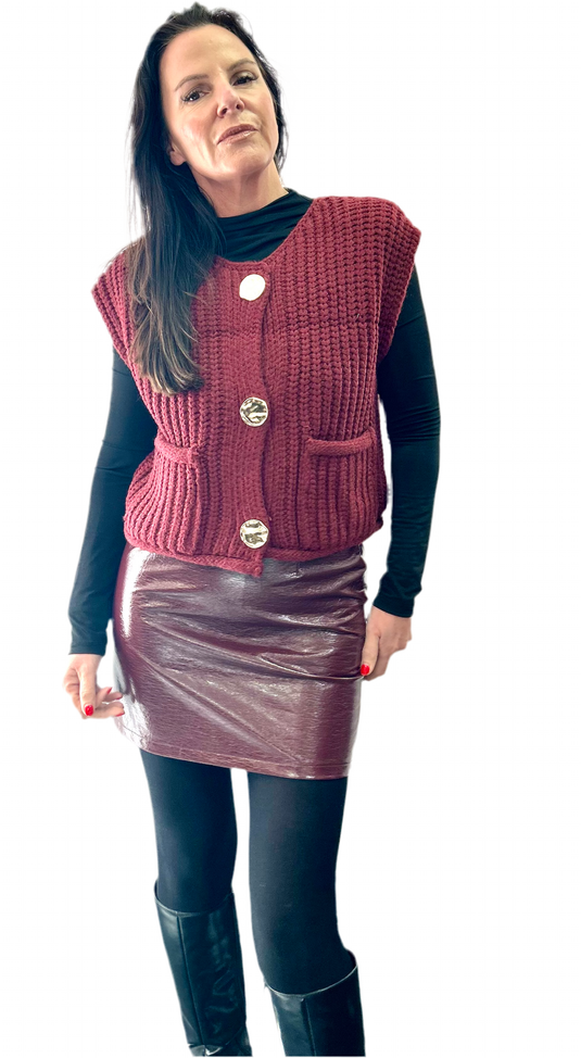 Burgundy knitted Vest