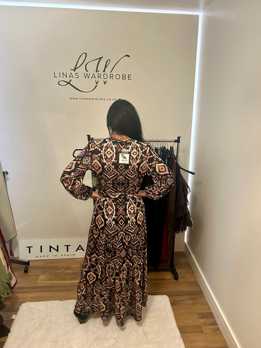 K Design Dress in pink/black/beige