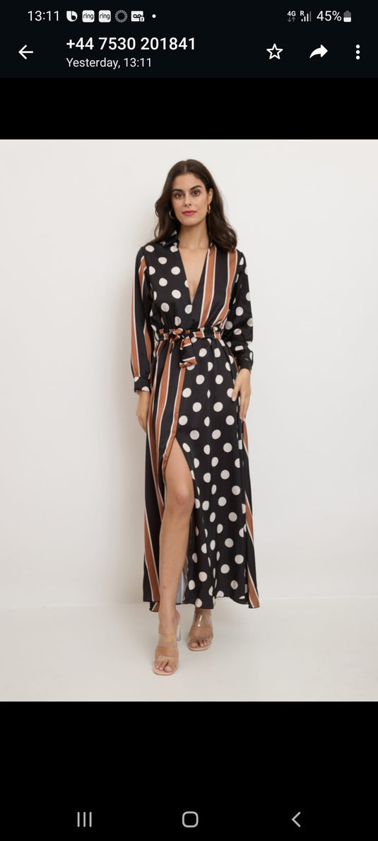 Spot Contrasting Pattern Dress