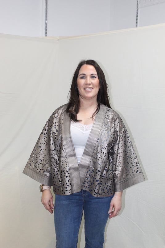 Malissa J laser faux leather jacket