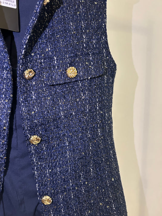 Navy Blue Tweed waistcoat