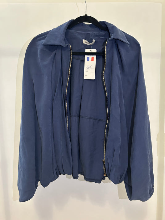 Silky Blue Bomber Jacket