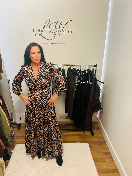 K Design Dress in pink/black/beige