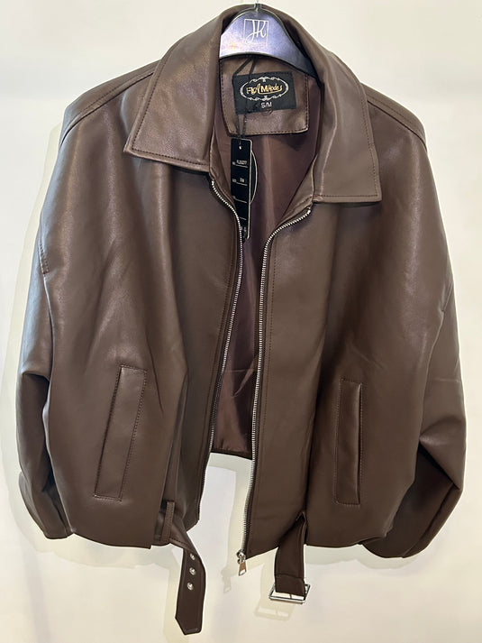 Leather Oversized Bomber Jacket