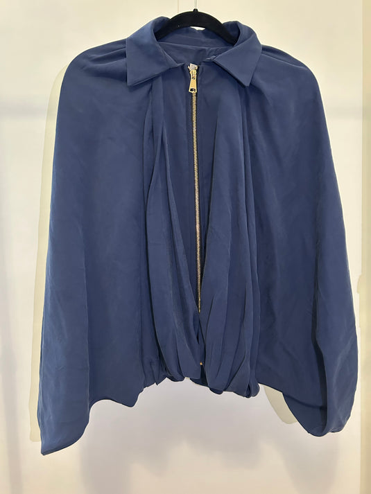 Silky Blue Bomber Jacket