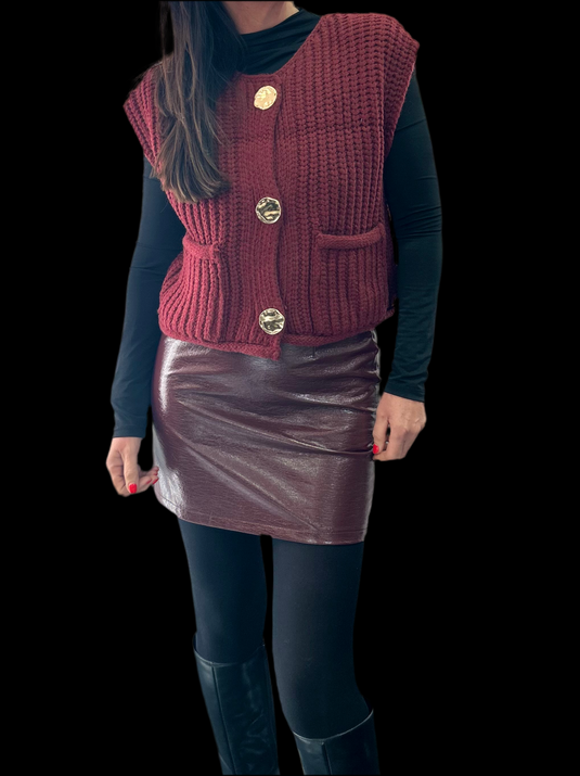 Burgundy knitted Vest