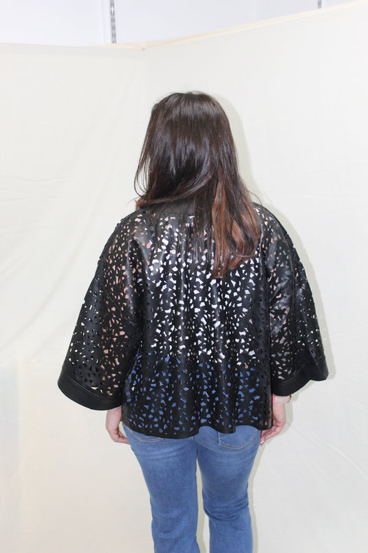 Malissa J laser faux leather jacket