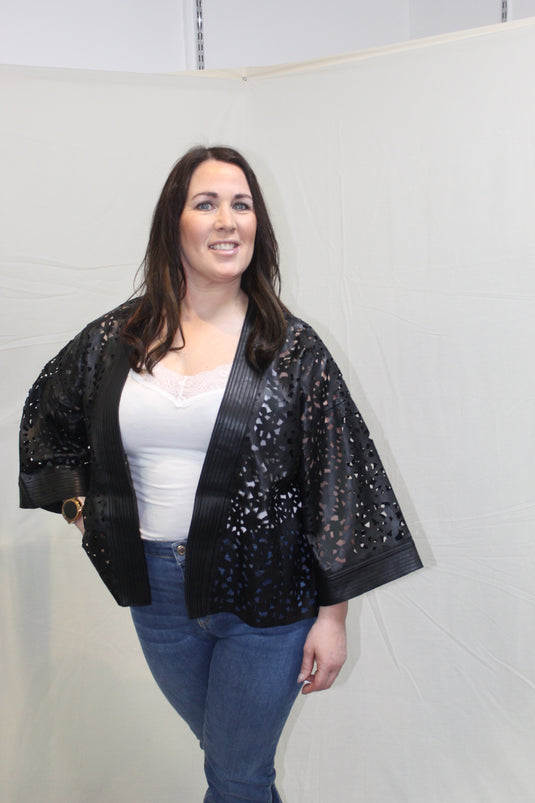 Malissa J laser faux leather jacket