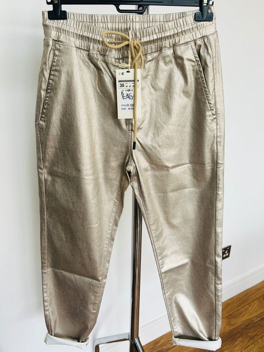 Gold leather look jogger