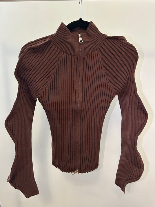Zip Up Structured Cardigan